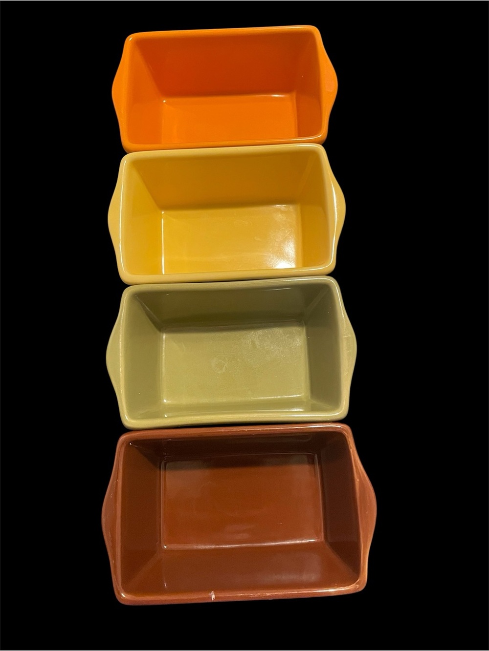 Ceramic Casserole Baking Dish – -Set of 4 Mini Loaf Pans -Retro -Fall Festive
